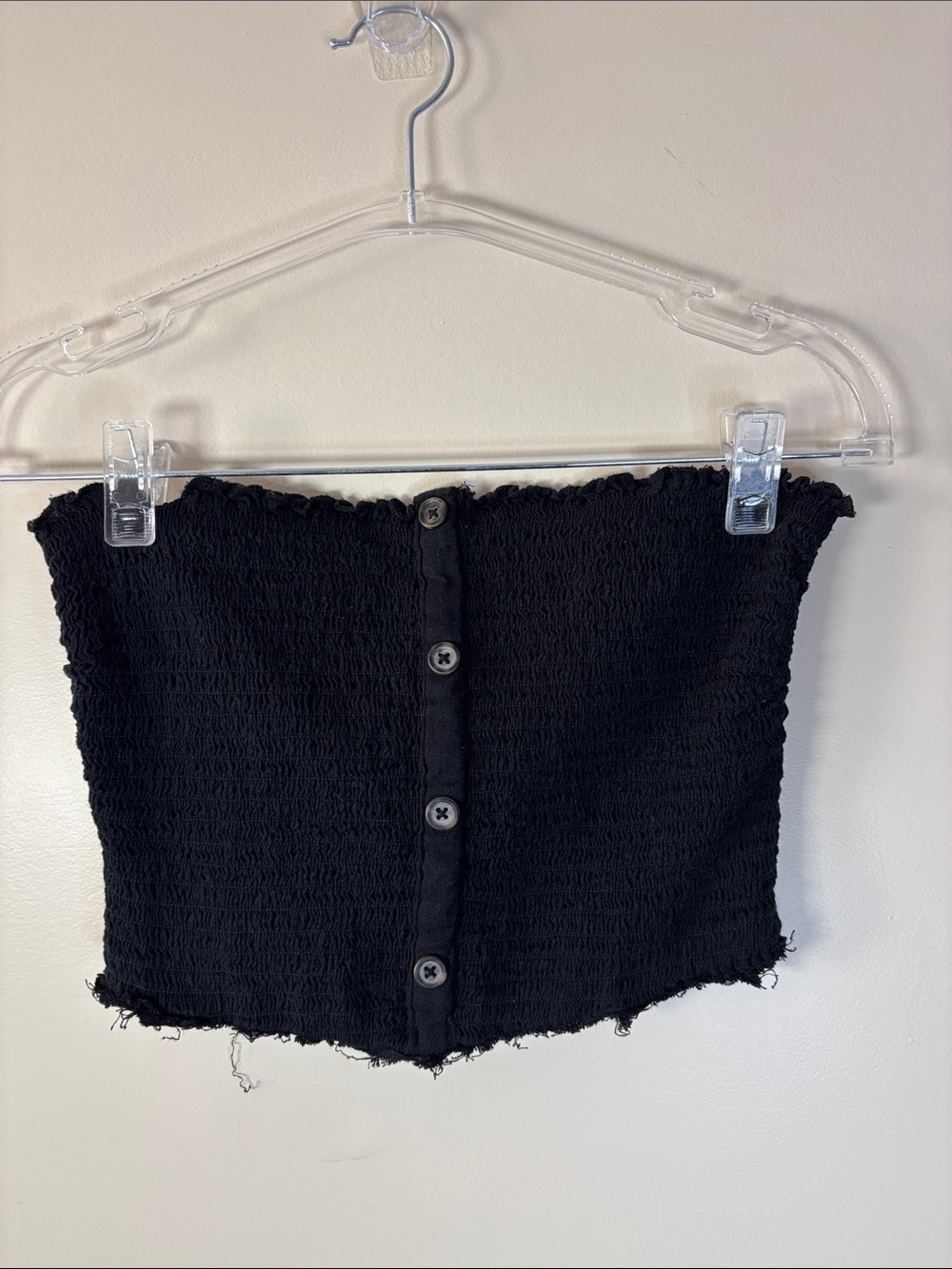 Hollister Black Smocked Button-Front Tube Top